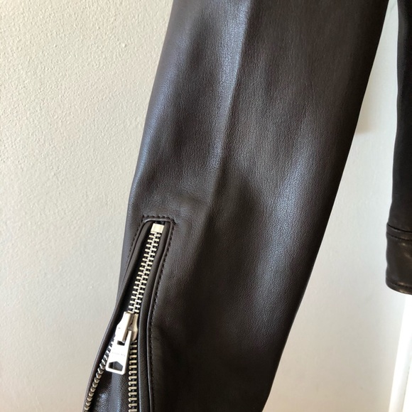 All Saints Brown Leather Biker Jacket - NWT - XS - Picture 9 of 13